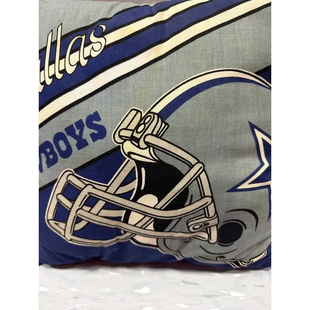 Vintage 70s 80s Dallas Cowboys NFL Football Helmet Throw Pillow Blue Gray Retro
